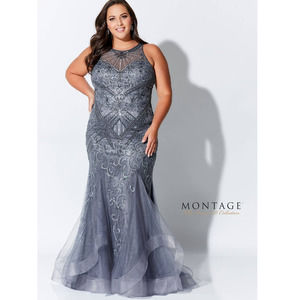 Ivonne D Long Evening Cocktail Sequins Gown Dress Women's Size 12 STYLE 117D62